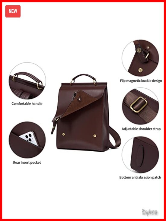 Genuine Leather & Microfiber Leather Women\'s Fashion Travel Backpack Purse with main image 6